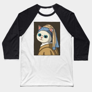 Neko With A Pearl Earring Baseball T-Shirt